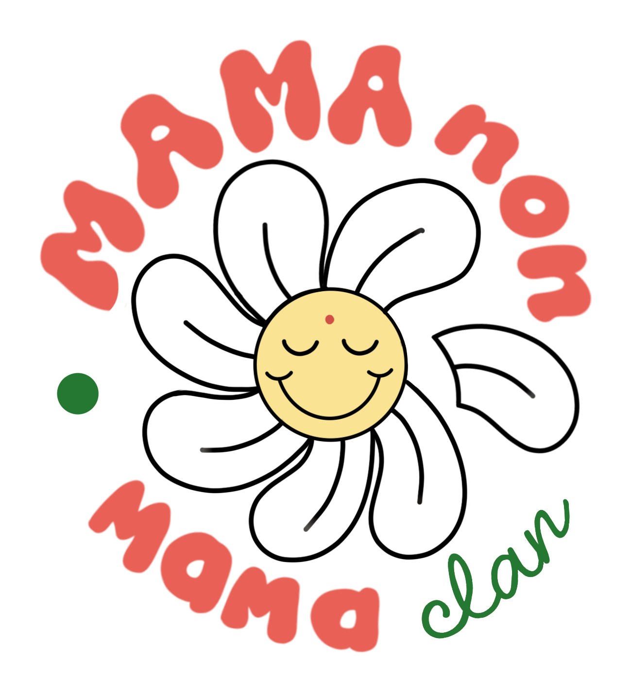 Logo Mama non Mama Clan con petali bianchi